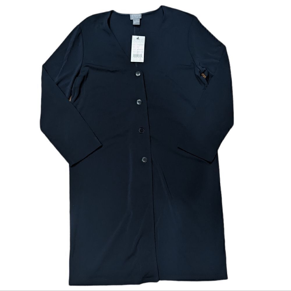 SIGRED OLSEN Women's Navy Blue Long Sleeve Button-Down Dress Medium